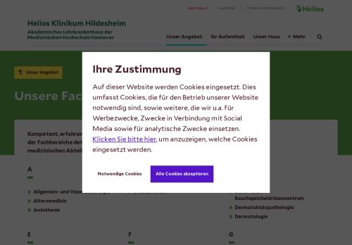 
                            2. Fachbereiche und Zentren | Helios Klinikum Hildesheim