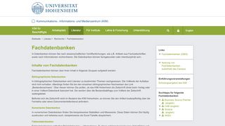 
                            1. Fachdatenbanken - KIM Hohenheim - Uni Hohenheim