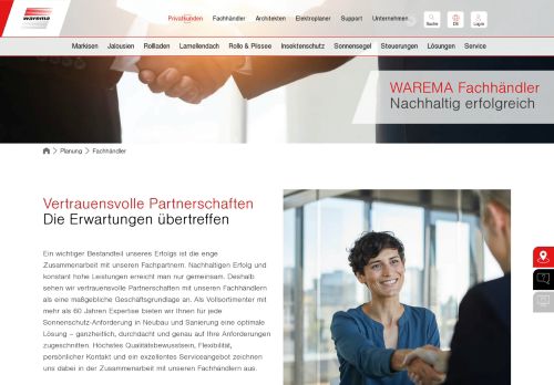 
                            1. Fachhändler und WAREMA - Partnerschaft mit nachhaltigem Erfolg