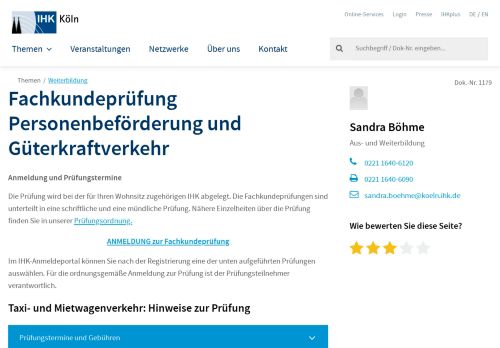 
                            4. Fachkundeprüfung Personenbeförderung und ... - IHK Köln