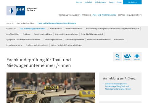 
                            2. Fachkundeprüfung Taxi und Mietwagen - IHK München