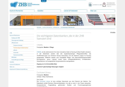 
                            9. Fachrecherchen in Datenbanken: Zentrale Hochschulbibliothek Lübeck