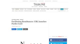 
                            7. Facilitating Remittances: UBL launches Pardes Card | The ...