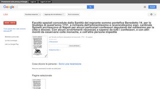 
                            4. Facoltà speziali concedute dalla Santità del regnante sommo ...