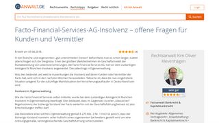 
                            8. Facto-Financial-Services-AG-Insolvenz – offene Fragen für Kunden ...