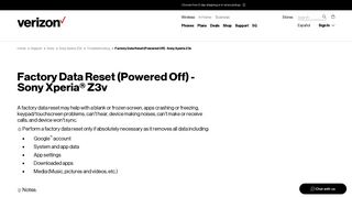 
                            8. Factory Data Reset (Powered Off) - Sony Xperia Z3v | Verizon Wireless