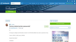
                            5. Factory default printer passwords? - TechRepublic