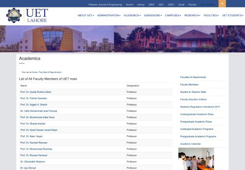 
                            6. Faculty Members - UET Lahore | University of Engineering ...