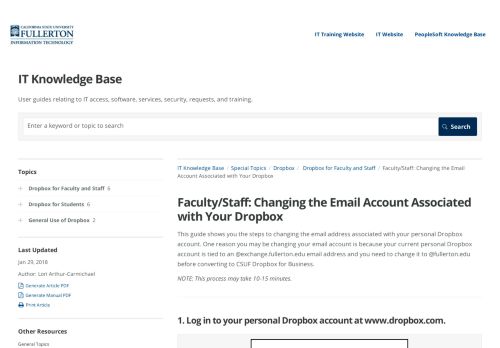 
                            9. Faculty/Staff: Changing the Email Account Associated with Your Dropbox