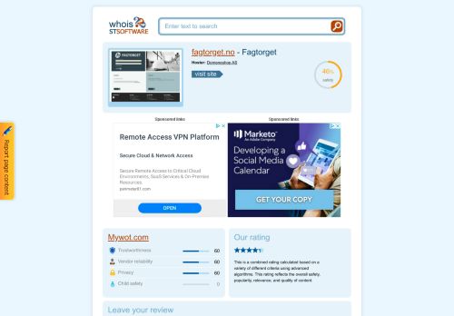
                            11. fagtorget.no - Fagtorget. Fagtorget Login - STSoftware Whois