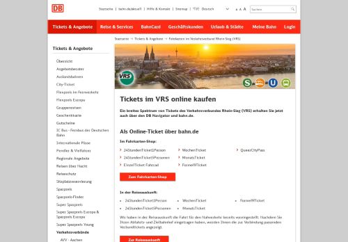 
                            6. Fahrkarten im VRS jetzt über bahn.de und als Handy-Ticket buchbar