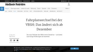 
                            5. Fahrplanwechsel bei der VBSH: Das ändert sich ab Dezember ...