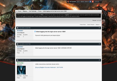 
                            2. failed logging into the login server server 10061 - Nttgame ...
