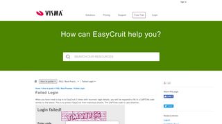 
                            8. Failed Login - EasyCruit Support