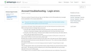 
                            8. Failed login - Troubleshooting – Emarsys