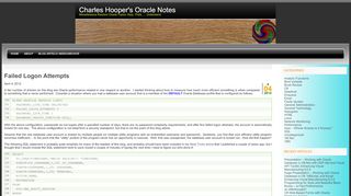 
                            12. Failed Logon Attempts | Charles Hooper's Oracle Notes