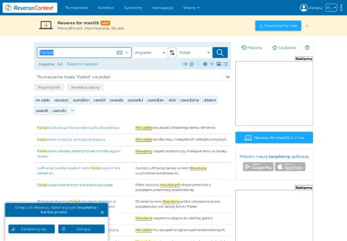 
                            6. Failed - Tłumaczenie na polski - angielskich przykładów | Reverso ...