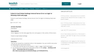 
                            13. Failed to load Global Settings Internal Server Error on login to ...