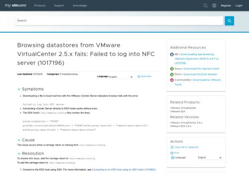 
                            2. Failed to log into NFC server (1017196) - VMware Knowledge Base