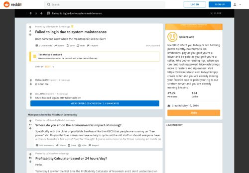 
                            1. Failed to login due to system maintenance : NiceHash - Reddit