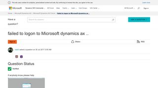 
                            5. failed to logon to Microsoft dynamics ax - Microsoft Dynamics Community