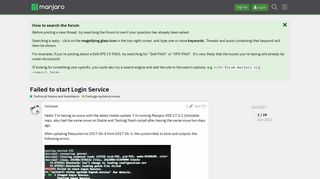 
                            9. Failed to start Login Service - Package update process - Manjaro ...