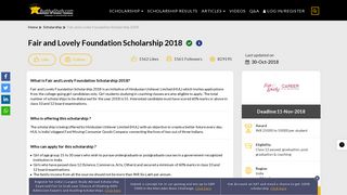 
                            8. Fair and Lovely Foundation Scholarship 2018 - Buddy4Study