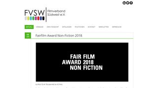 
                            13. Fairfilm Award Non-Fiction 2018 – Filmverband Südwest