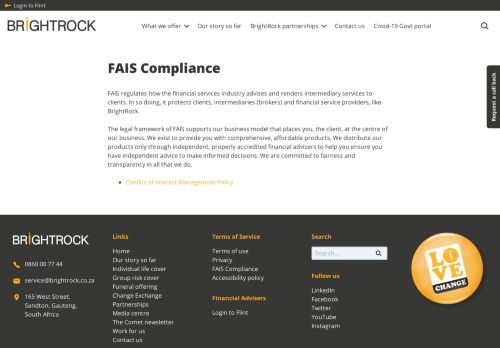 
                            13. FAIS Compliance – Brightrock