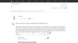 
                            1. Fake email from apple. appleidsecure@logi… - Apple Community