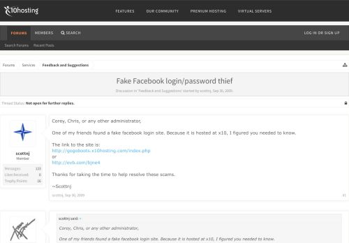 
                            6. Fake Facebook login/password thief | x10Hosting: Free Hosting ...