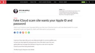 
                            10. Fake iCloud scam site wants your Apple ID and password | CIO