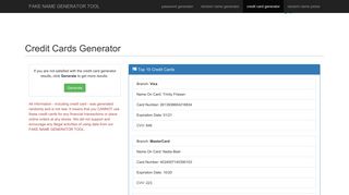 
                            8. Fake Name Generator Tool - Credit Cards Generator