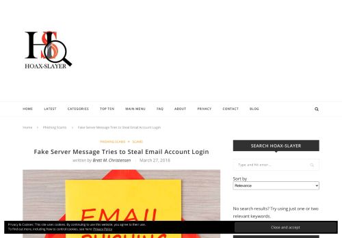 
                            11. Fake Server Message Tries to Steal Email Account Login - Hoax-Slayer