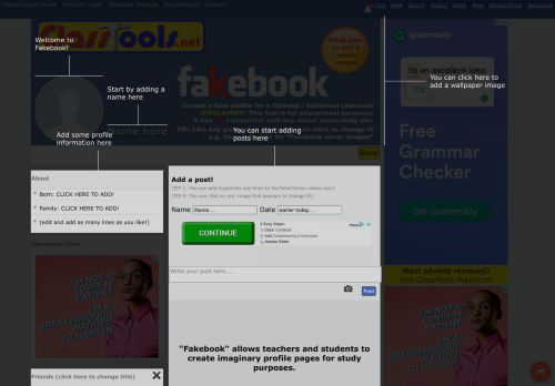 
                            13. Fakebook - Classtools