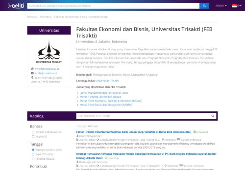 
                            10. Fakultas Ekonomi dan Bisnis, Universitas Trisakti (FEB Trisakti) - Neliti