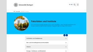 
                            5. Fakultäten und Institute | Universität Stuttgart