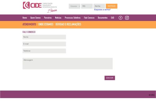 
                            7. Fale Conosco - CIDE - Capacitação Inserção e Desenvolvimento