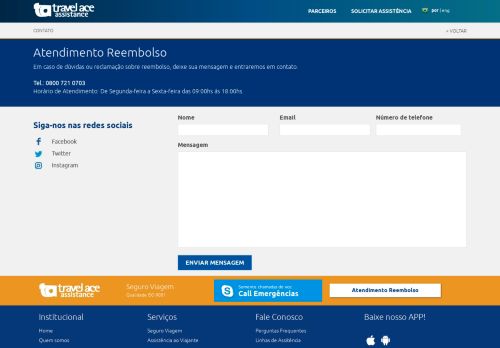 
                            13. Fale Conosco - Seguro Viagem Internacional e Nacional | Travel Ace