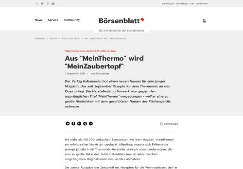 
                            11. Falkemedia muss Zeitschrift umbenennen / Aus 