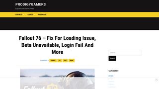 
                            11. Fallout 76 - Fix For Loading Issue, Beta Unavailable, Login Fail And ...