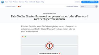 
                            6. Falls Sie Ihr Master-Passwort vergessen haben oder 1Password nicht ...