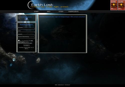 
                            7. Falsches Passwort oder Login ist fehlgeschlagen. Bitte ... - Earth Lost