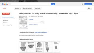 
                            8. Fama posthuma a la vida y muerte del Doctor Frey Lope Felix de Vega ...