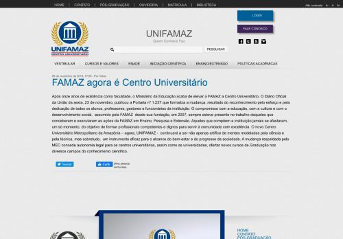 
                            13. FAMAZ agora é Centro Universitário | Famaz