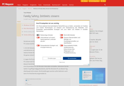 
                            6. Family Safety: Zeitlimits steuern - PC Magazin
