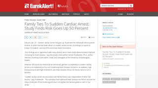 
                            12. Family Ties To Sudden Cardiac Arrest; Study Finds Risk Goes Up 50 ...