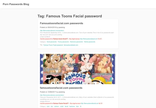 
                            3. Famous Toons Facial password – Porn Passwords Blog