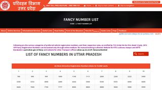 
                            3. Fancy Number List - Uttar Pradesh Transport Department