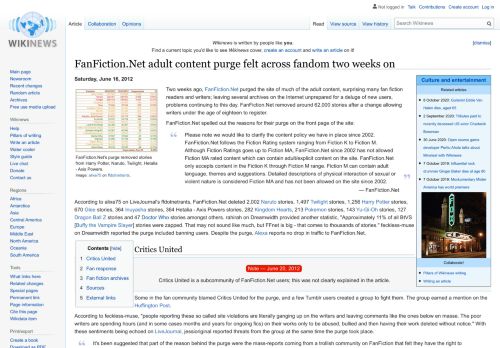 
                            12. FanFiction.Net adult content purge felt across fandom two weeks on ...